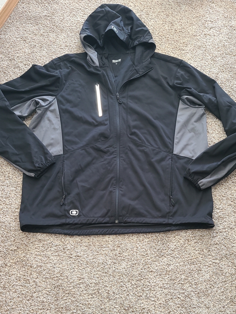 OGIO Men's Black and Gray Hooded Softshell Jacket